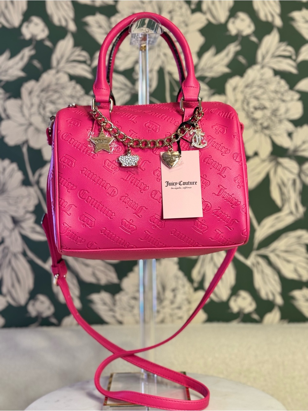 Juicy Couture Pink Top-Handle Satchel with Charm Chain NWT